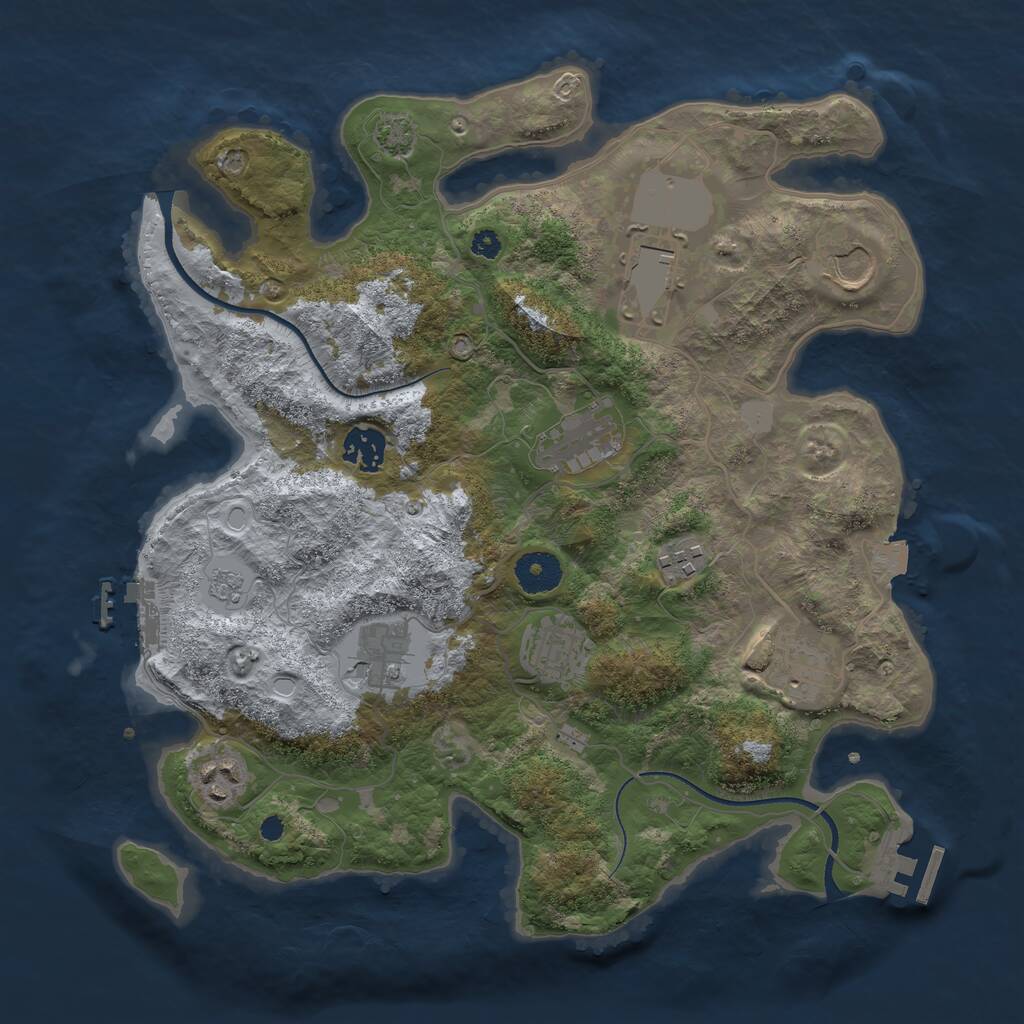 Rust Map: Procedural Map, Size: 3500, Seed: 222984284, 14 Monuments
