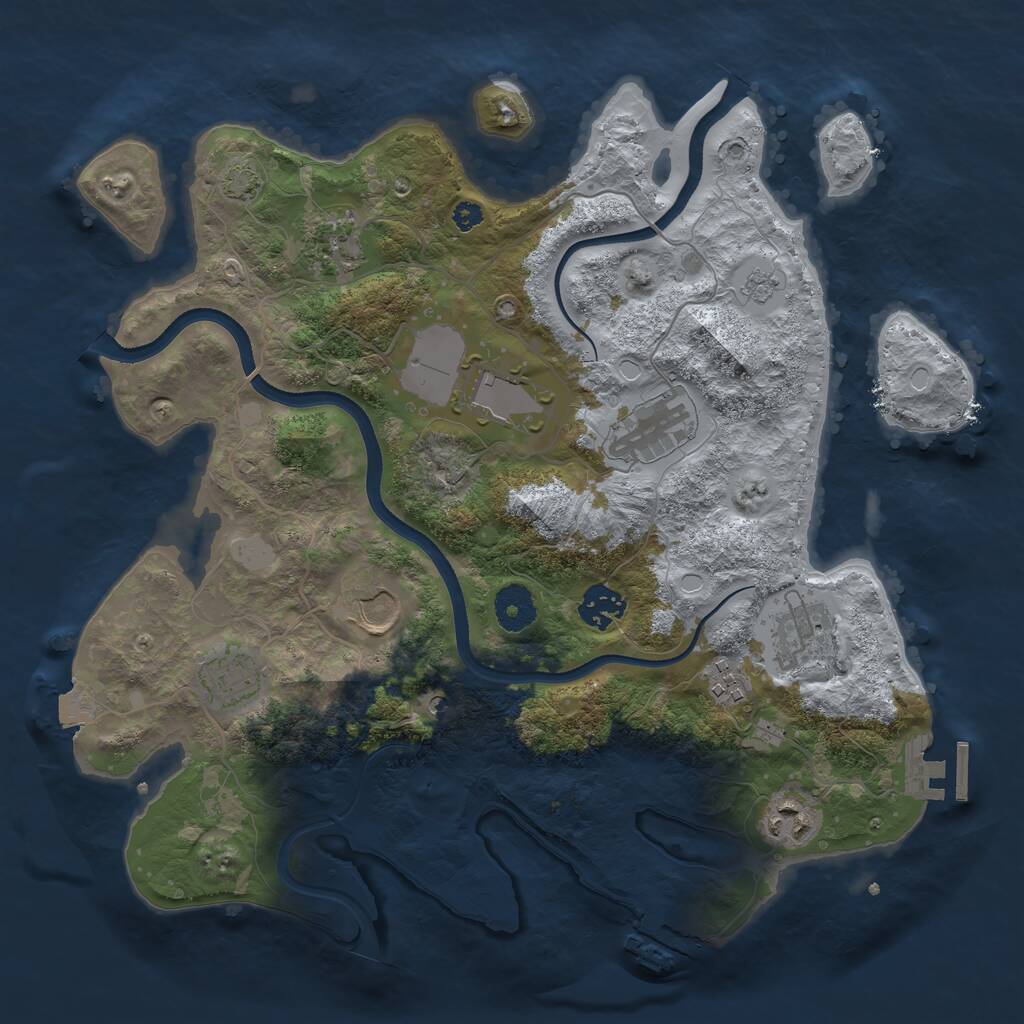 Rust Map: Procedural Map, Size: 3500, Seed: 1851667610, 15 Monuments