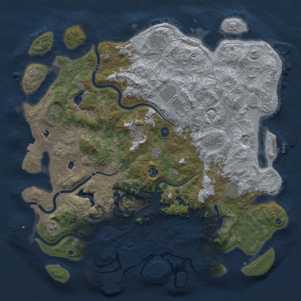 Rust Map: Procedural Map, Size: 4800, Seed: 1201222877, 16 Monuments
