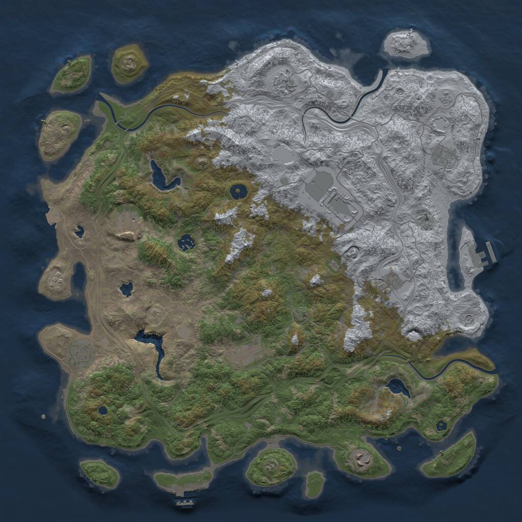 Rust Map: Procedural Map, Size: 4800, Seed: 1201222877, 16 Monuments
