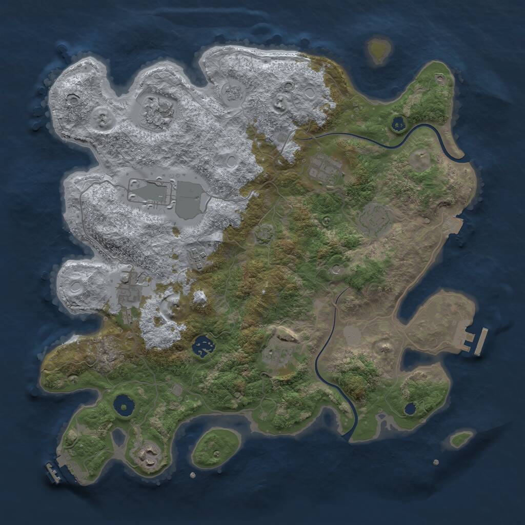 Rust Map: Procedural Map, Size: 3750, Seed: 275778990, 15 Monuments