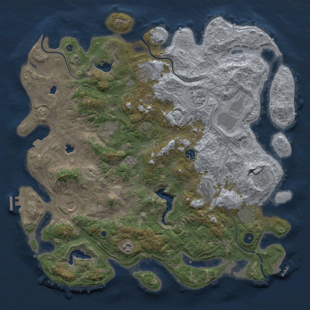 Rust Map: Procedural Map, Size: 4500, Seed: 1999215927, 17 Monuments