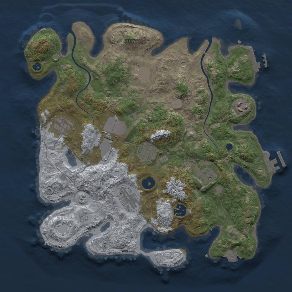Rust Map: Procedural Map, Size: 3500, Seed: 842942, 14 Monuments
