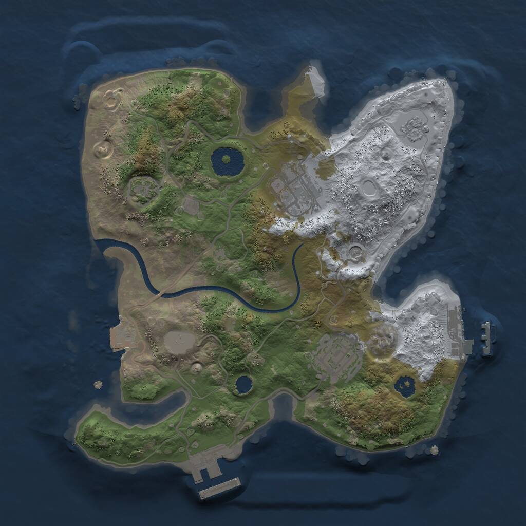 Rust Map: Procedural Map, Size: 2500, Seed: 372133786, 8 Monuments