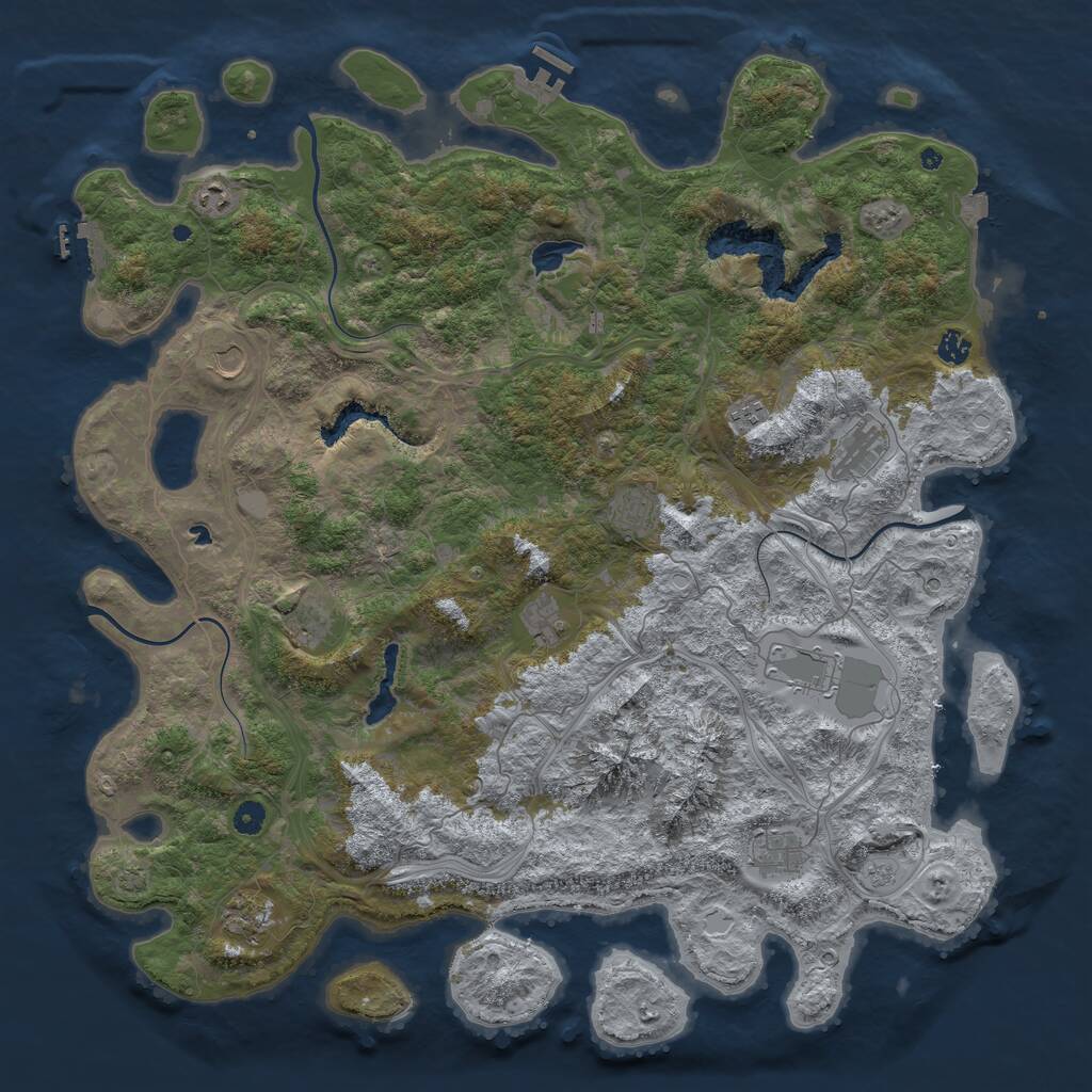 Rust Map: Procedural Map, Size: 5000, Seed: 21390514, 17 Monuments