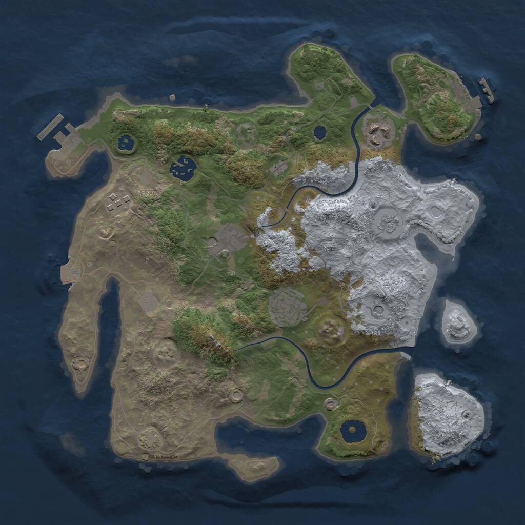Rust Map: Procedural Map, Size: 3200, Seed: 225161381, 11 Monuments