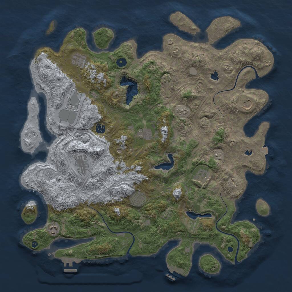 Rust Map: Procedural Map, Size: 4500, Seed: 434573368, 16 Monuments
