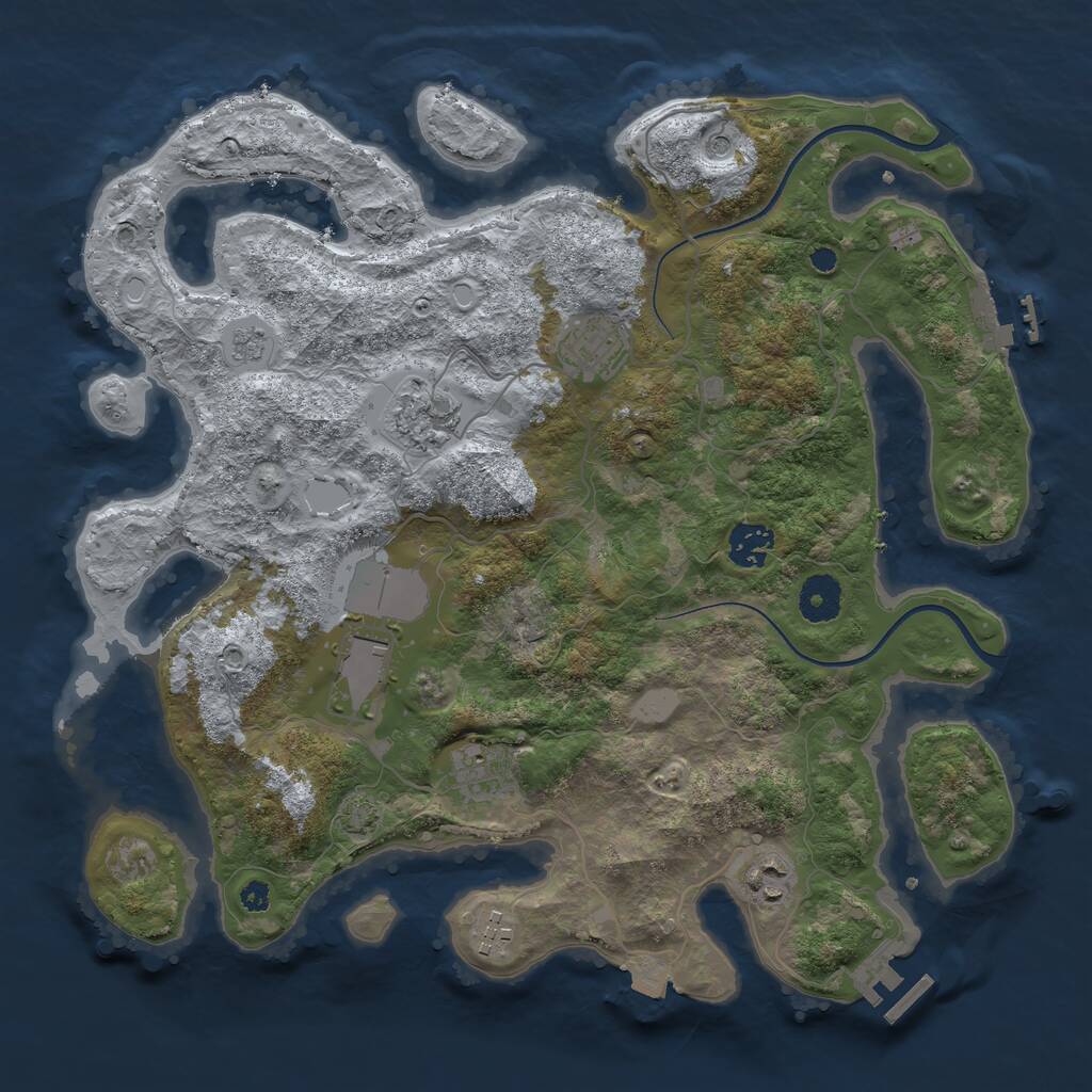 Rust Map: Procedural Map, Size: 3600, Seed: 990335, 13 Monuments