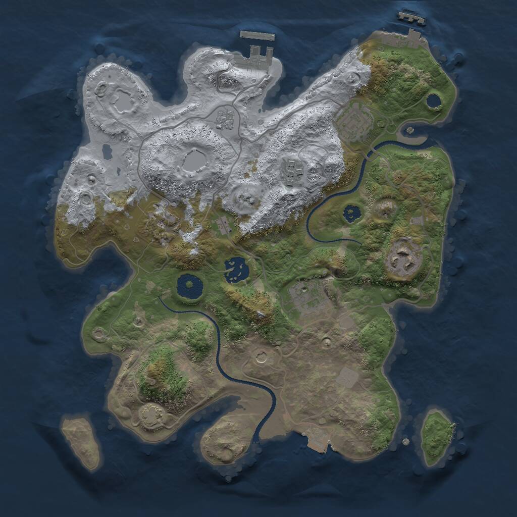 Rust Map: Procedural Map, Size: 3000, Seed: 4123780, 12 Monuments