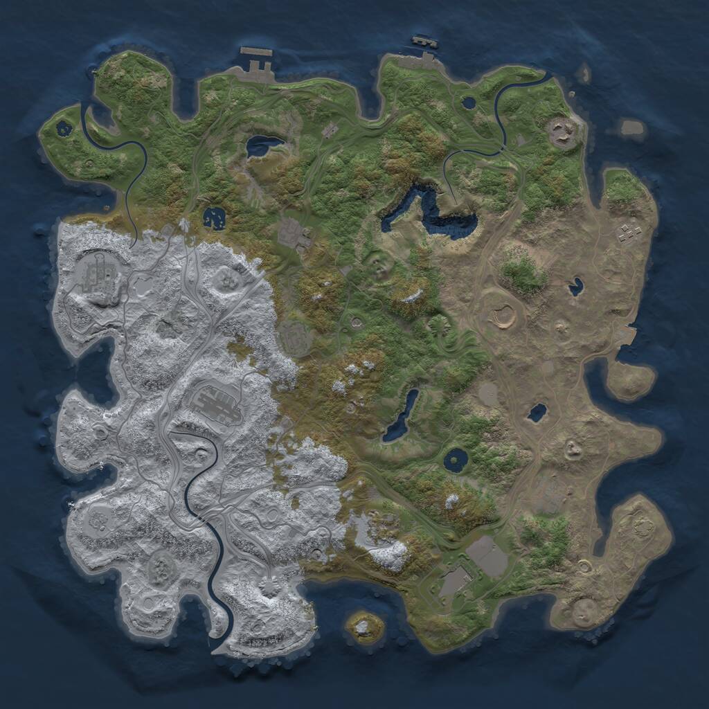 Rust Map: Procedural Map, Size: 4500, Seed: 1099791334, 17 Monuments