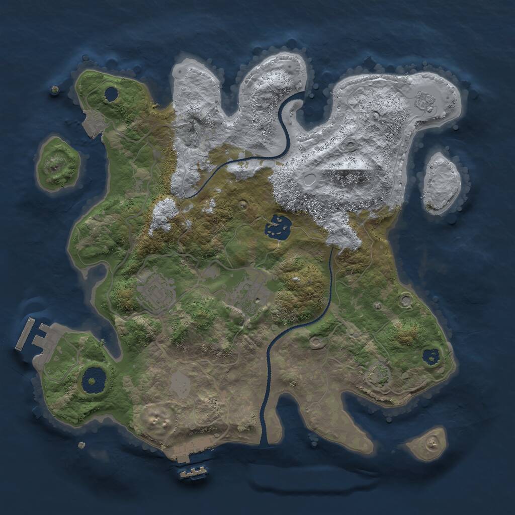 Rust Map: Procedural Map, Size: 3000, Seed: 9997, 8 Monuments