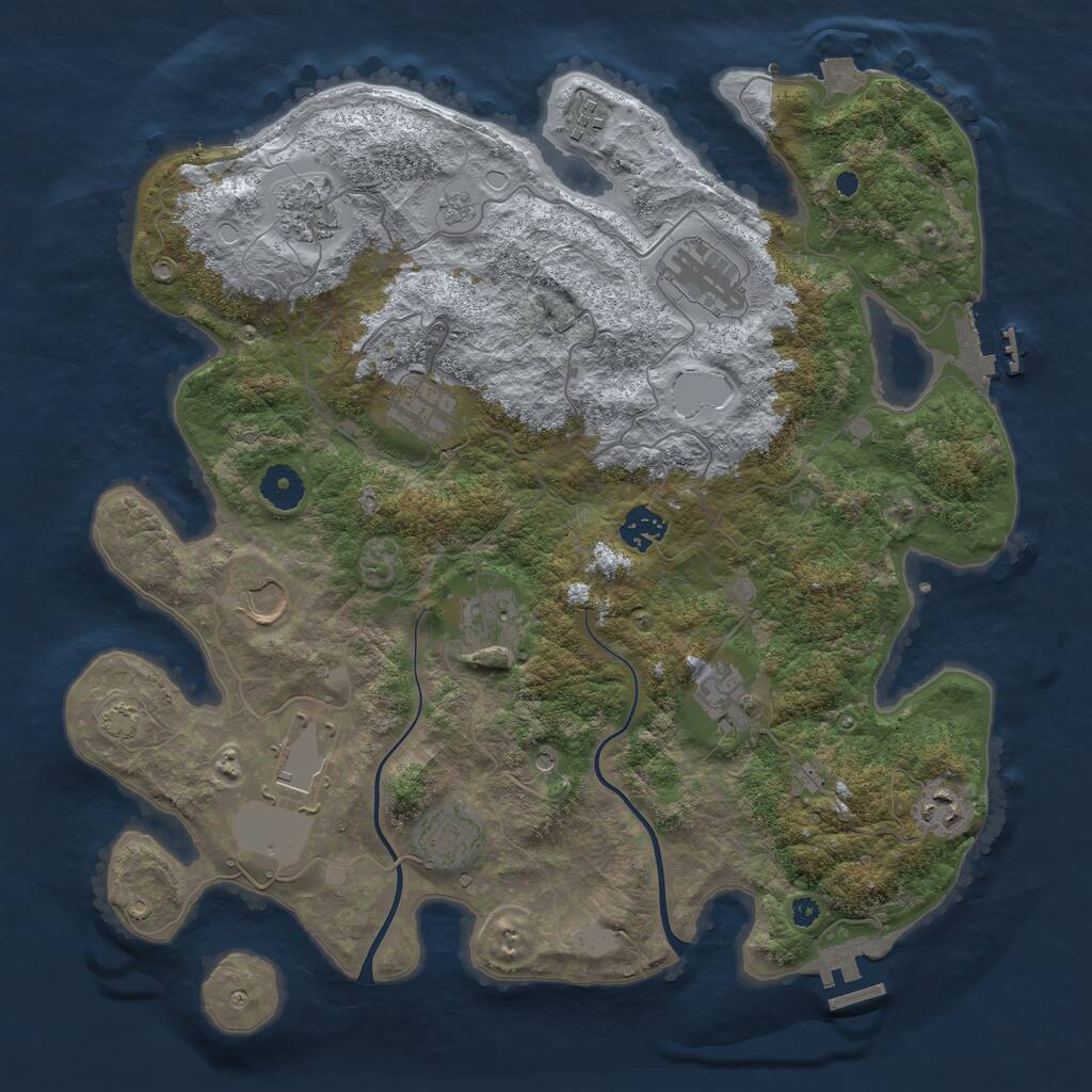 Rust Map: Procedural Map, Size: 3800, Seed: 1716428654, 17 Monuments