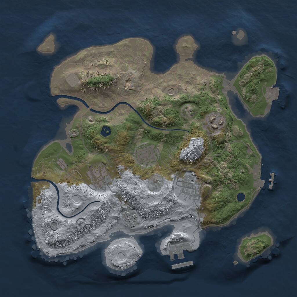 Rust Map: Procedural Map, Size: 2800, Seed: 2118935881, 9 Monuments