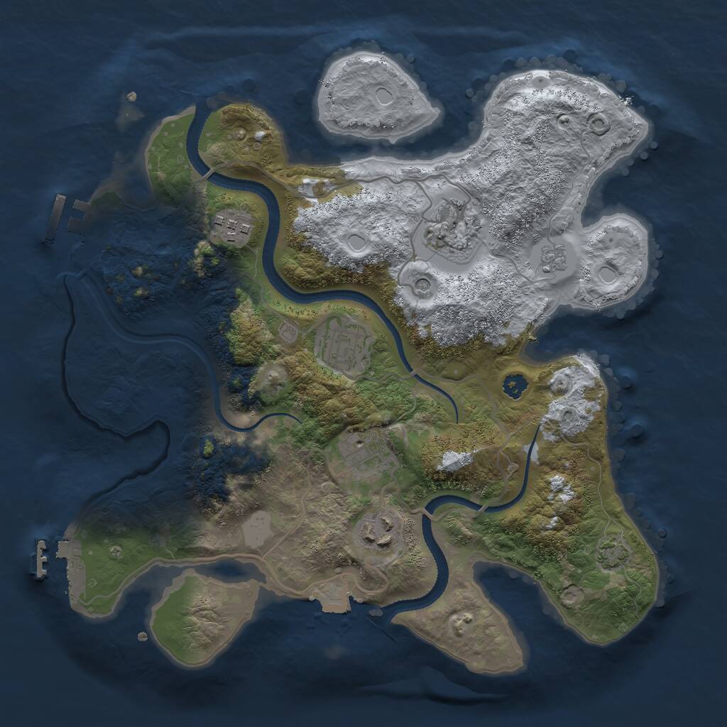 Rust Map: Procedural Map, Size: 3000, Seed: 667589085, 11 Monuments