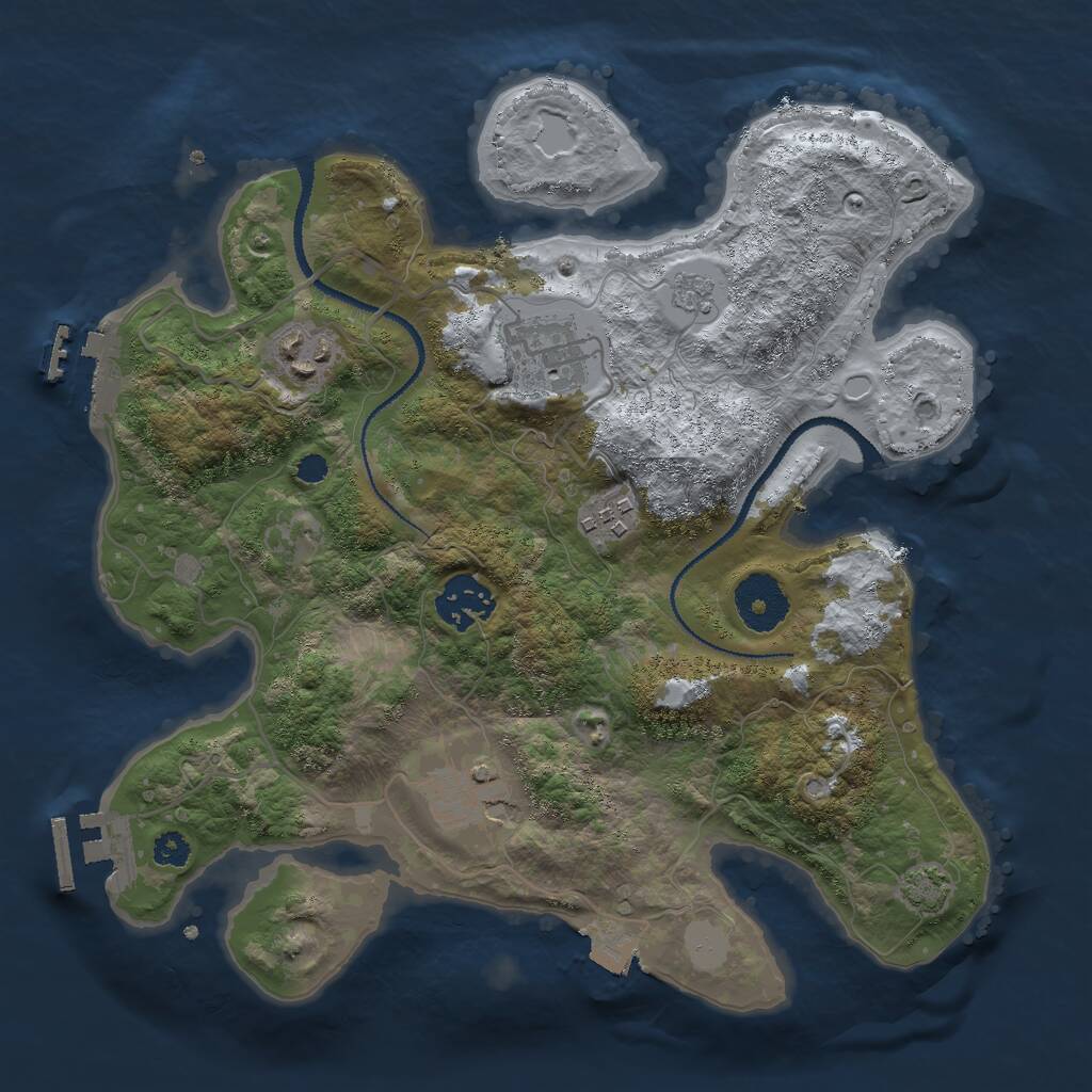 Rust Map: Procedural Map, Size: 3000, Seed: 667589085, 10 Monuments