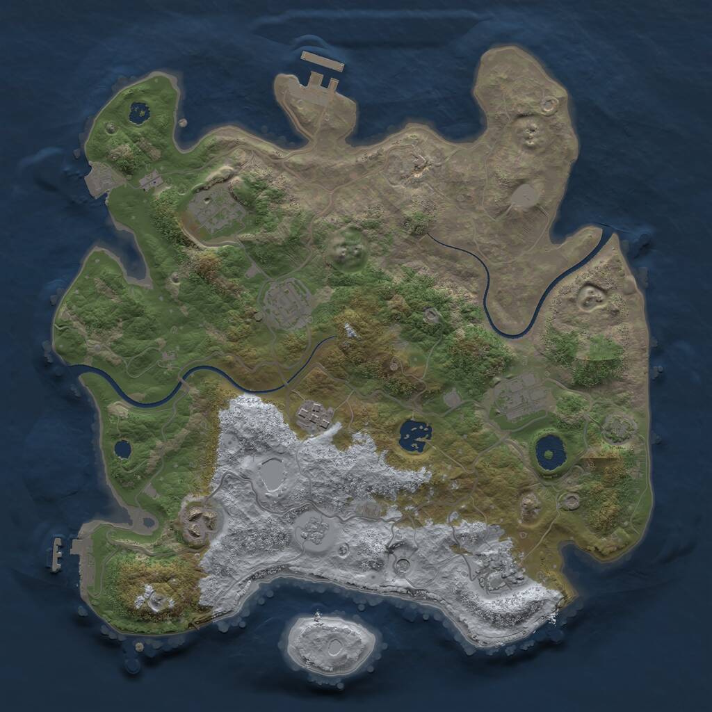 Rust Map: Procedural Map, Size: 3300, Seed: 1945378548, 13 Monuments