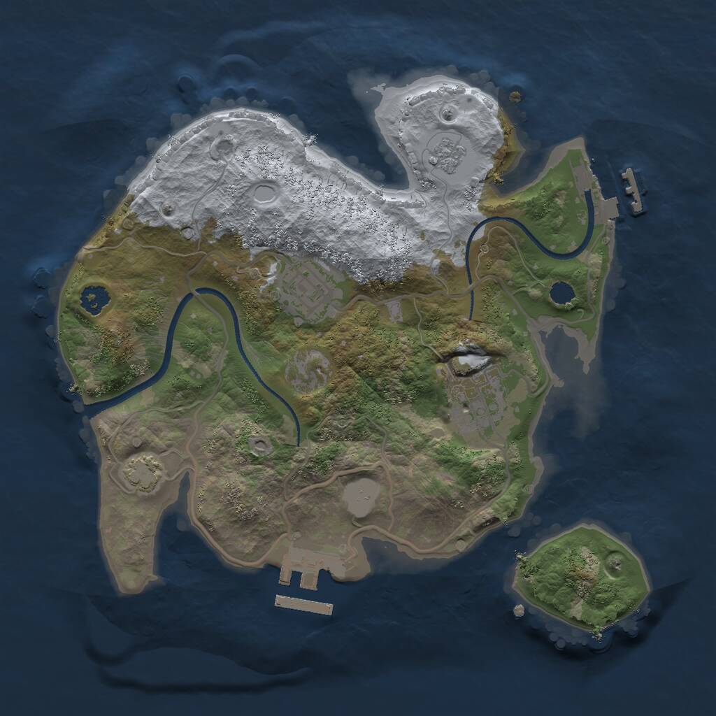 Rust Map: Procedural Map, Size: 2500, Seed: 1677589882, 7 Monuments