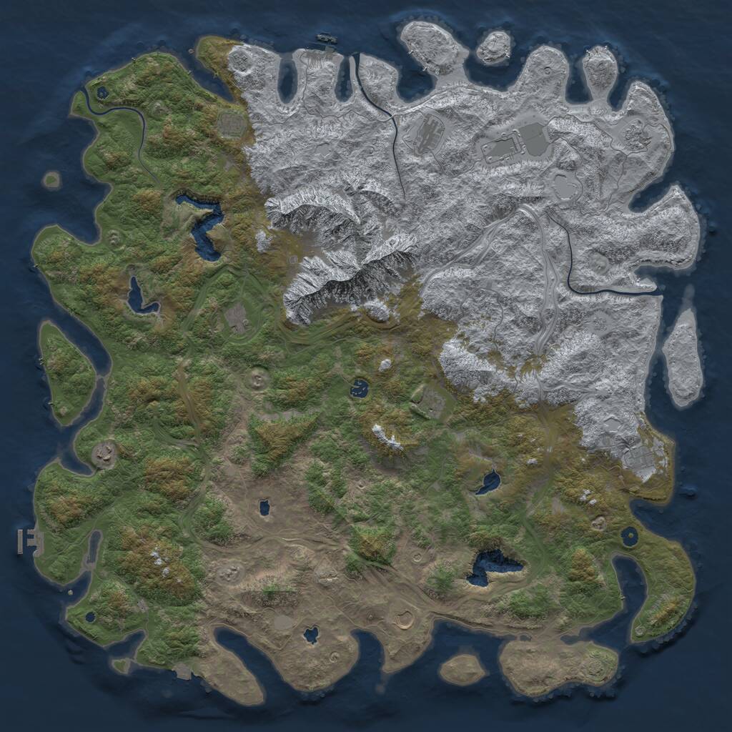 Rust Map: Procedural Map, Size: 6000, Seed: 667589085, 17 Monuments