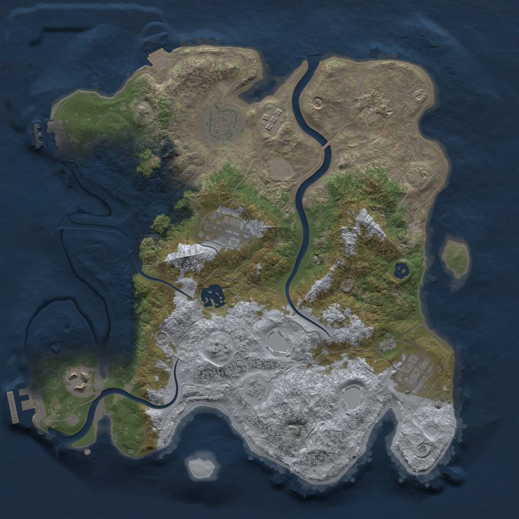 Rust Map: Procedural Map, Size: 3250, Seed: 296009739, 13 Monuments