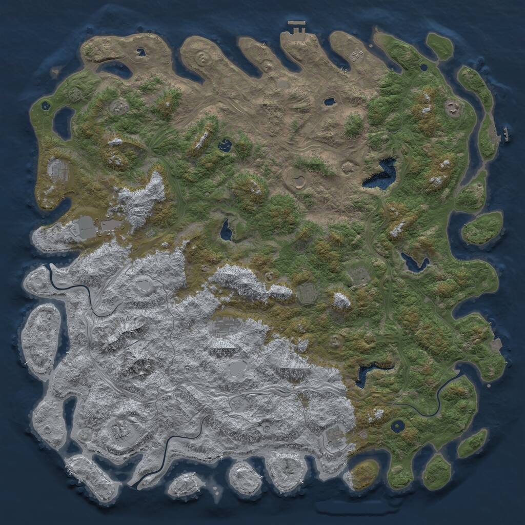 Rust Map: Procedural Map, Size: 6000, Seed: 493350024, 17 Monuments