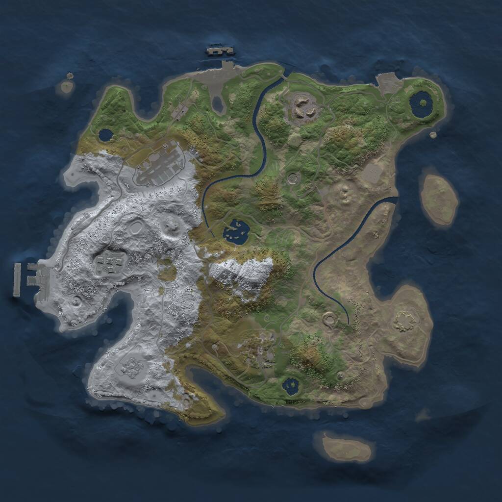 Rust Map: Procedural Map, Size: 3000, Seed: 1374038450, 11 Monuments