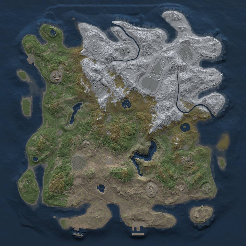 Rust Map: Procedural Map, Size: 4000, Seed: 51273781, 14 Monuments
