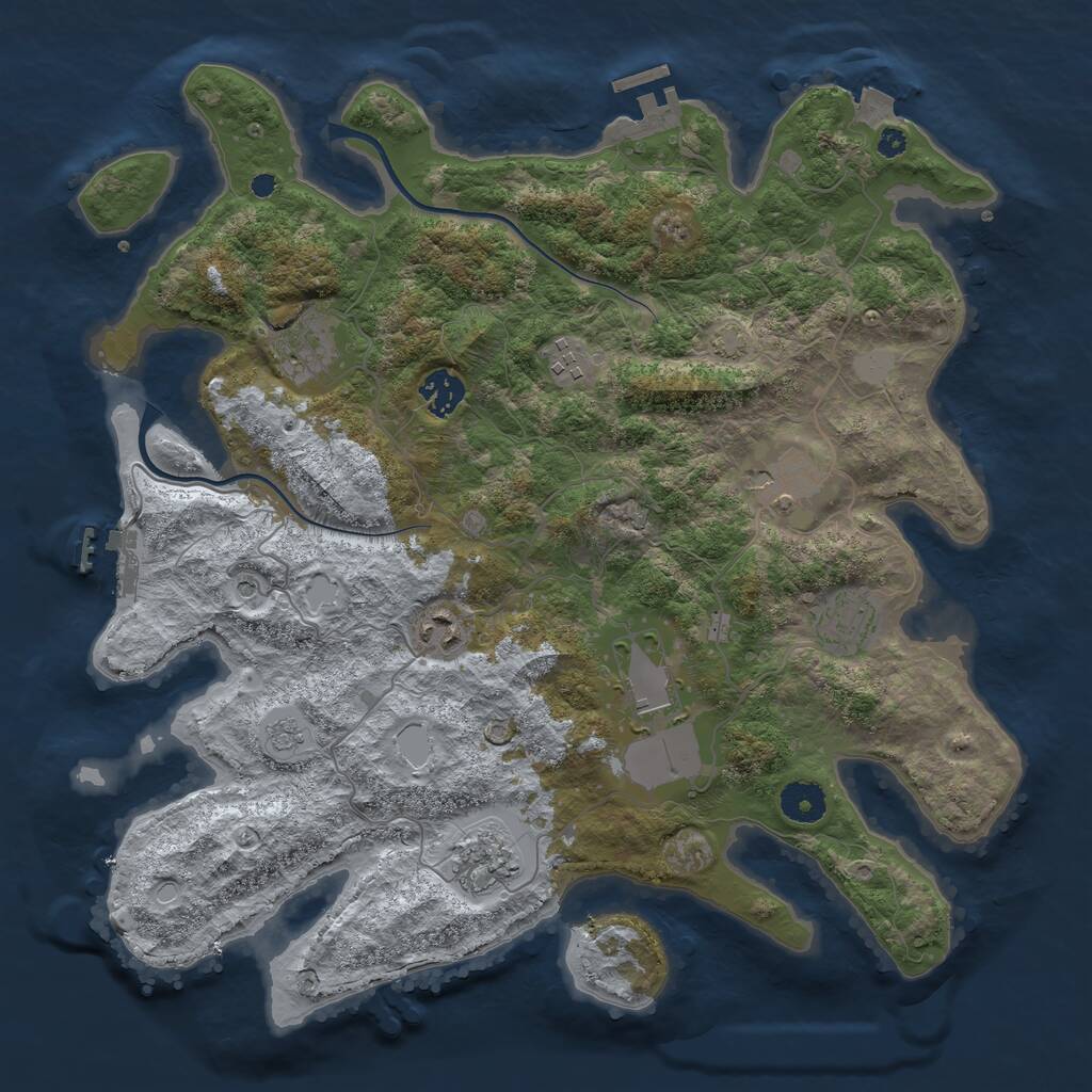 Rust Map: Procedural Map, Size: 3750, Seed: 1609703273, 14 Monuments