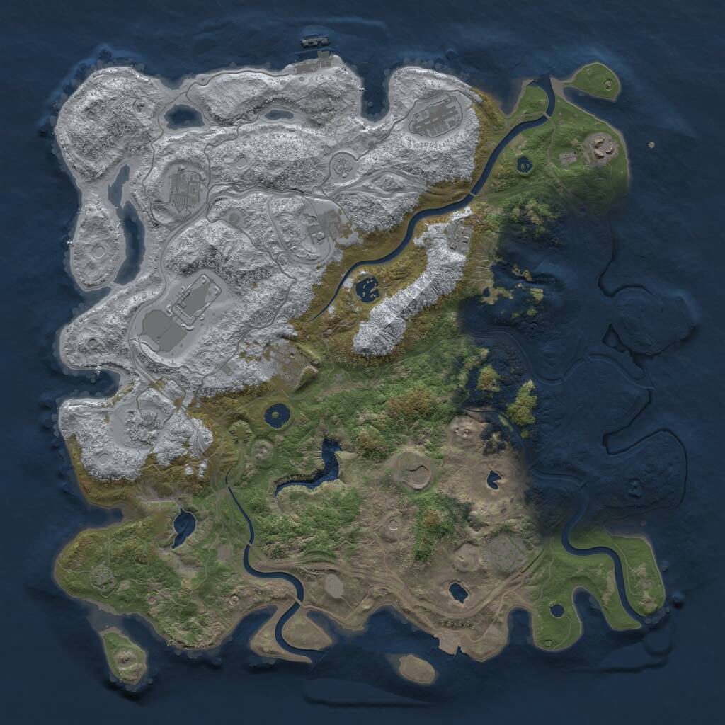 Rust Map: Procedural Map, Size: 4500, Seed: 2721, 17 Monuments