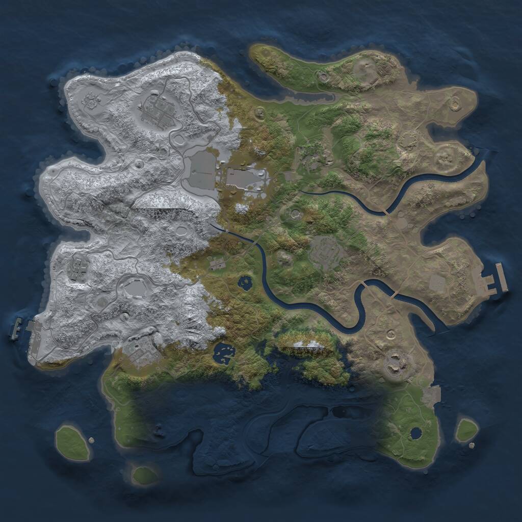 Rust Map: Procedural Map, Size: 3600, Seed: 639650, 14 Monuments