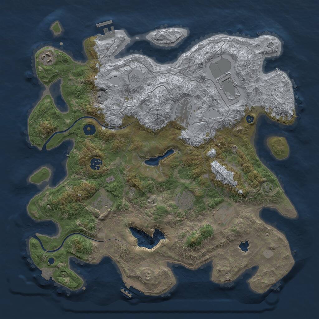 Rust Map: Procedural Map, Size: 4000, Seed: 345593647, 13 Monuments