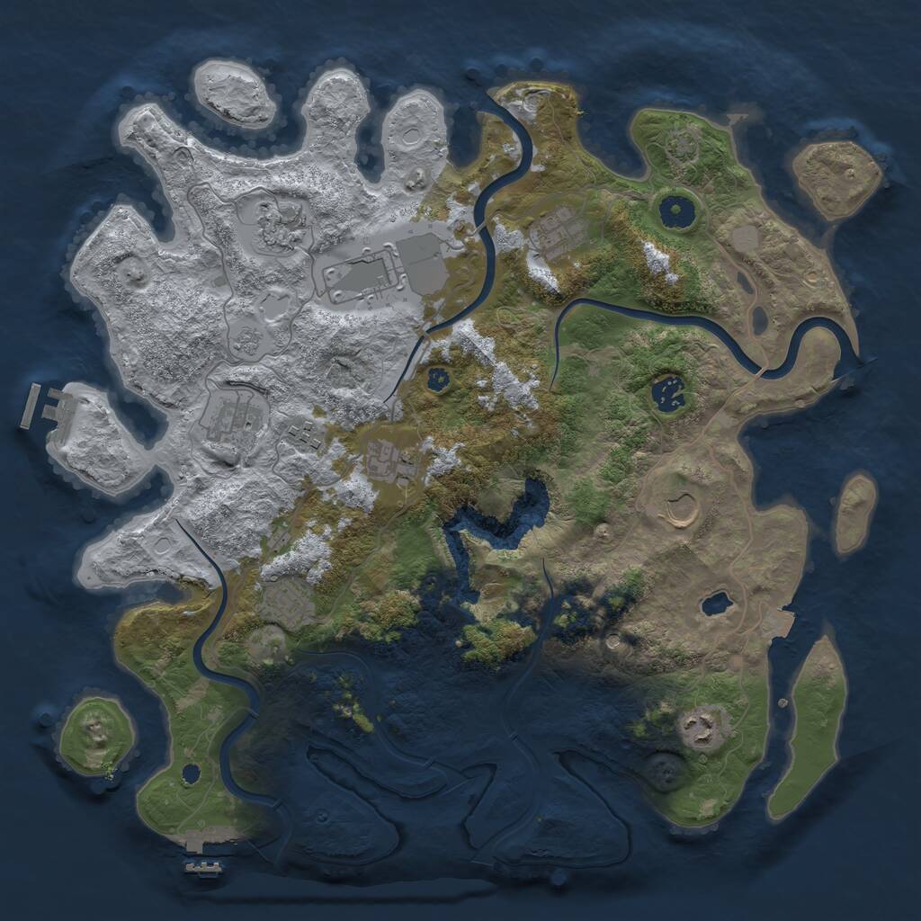 Rust Map: Procedural Map, Size: 4000, Seed: 30188490, 16 Monuments