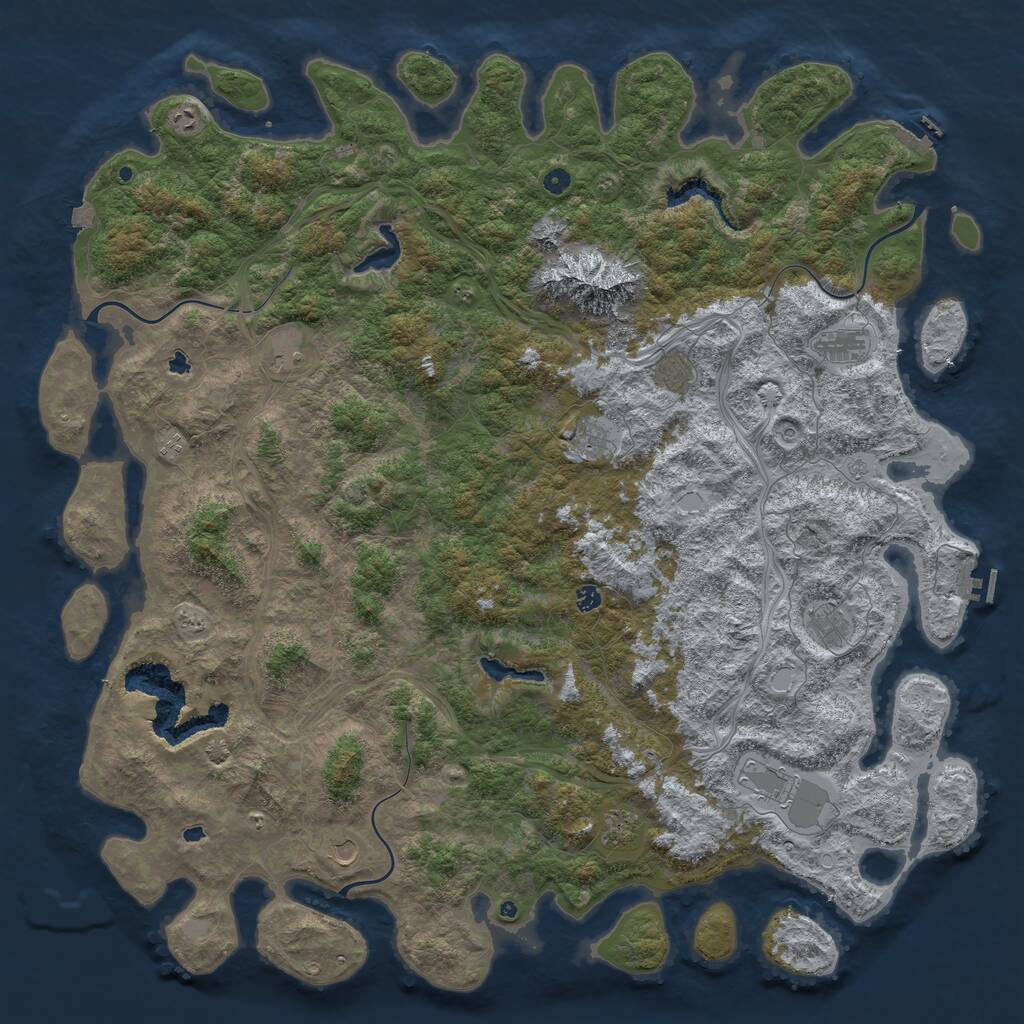 Rust Map: Procedural Map, Size: 6000, Seed: 78039723, 17 Monuments