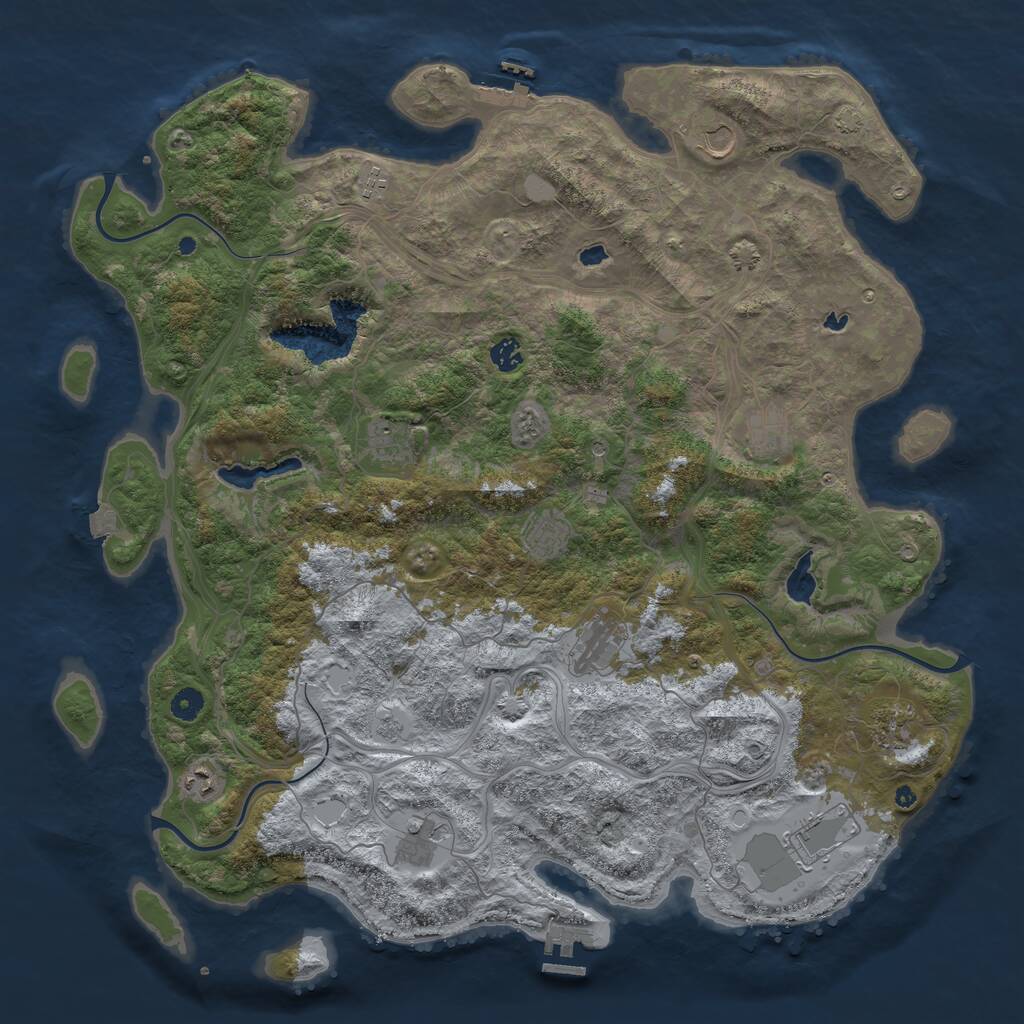 Rust Map: Procedural Map, Size: 4750, Seed: 460428060, 17 Monuments