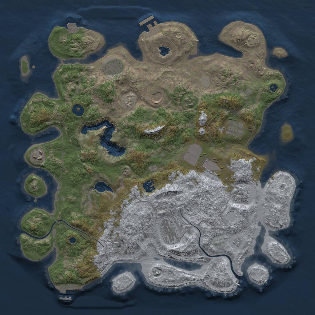 Rust Map: Procedural Map, Size: 4000, Seed: 497990611, 13 Monuments