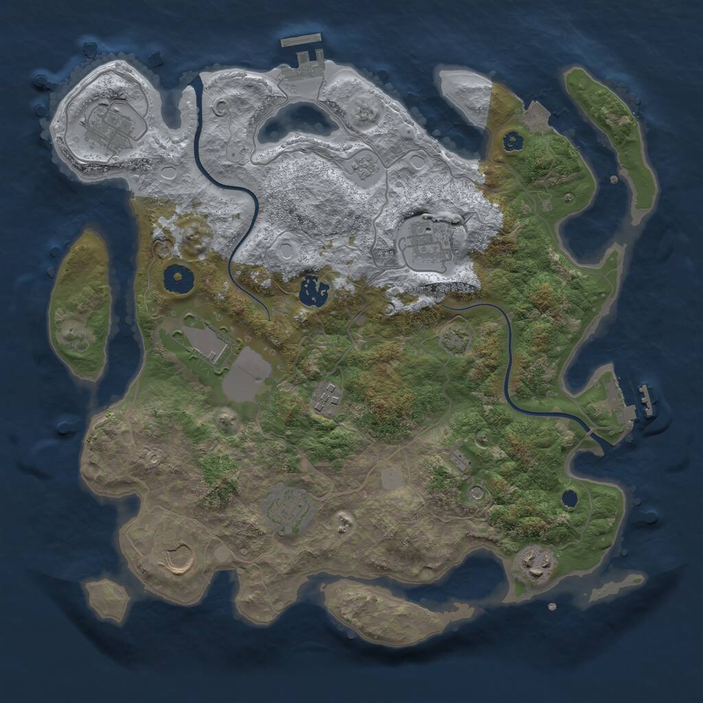 Rust Map: Procedural Map, Size: 3500, Seed: 1347426977, 14 Monuments