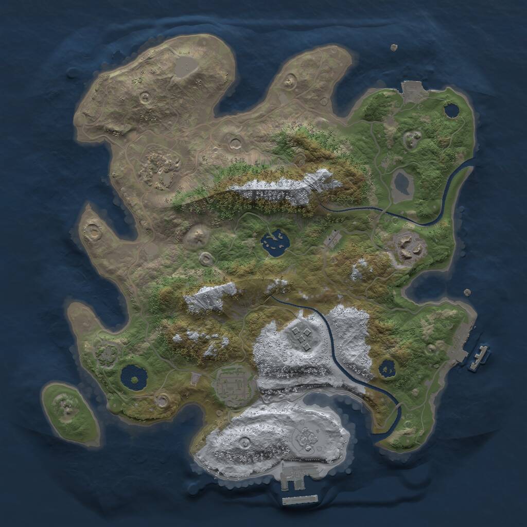 Rust Map: Procedural Map, Size: 3000, Seed: 328875040, 11 Monuments