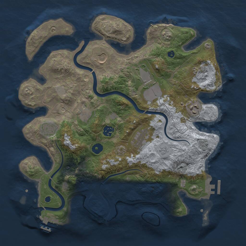 Rust Map: Procedural Map, Size: 3500, Seed: 941909557, 15 Monuments