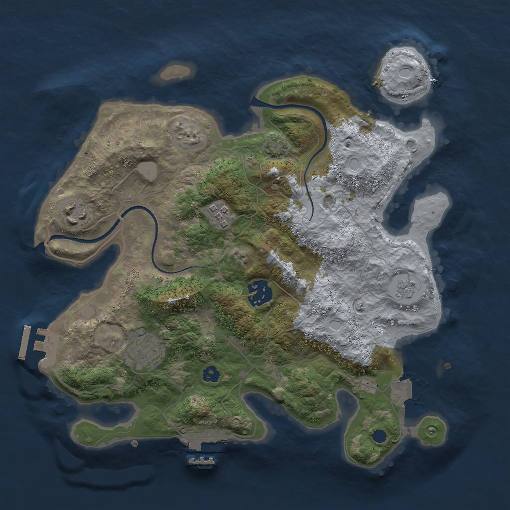 Rust Map: Procedural Map, Size: 3000, Seed: 380883683, 9 Monuments
