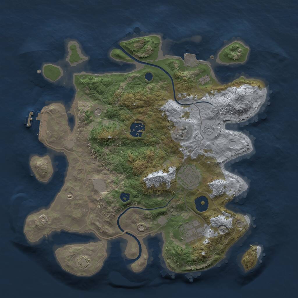 Rust Map: Procedural Map, Size: 3000, Seed: 795393760, 8 Monuments