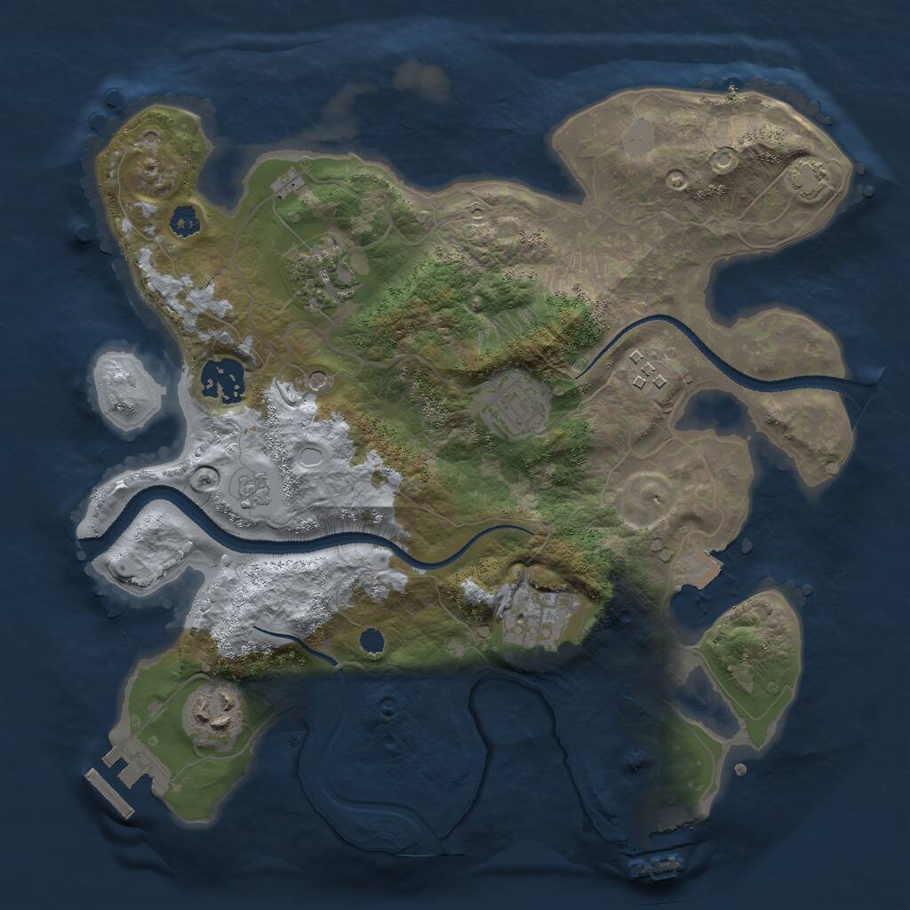 Rust Map: Procedural Map, Size: 3000, Seed: 142285, 12 Monuments