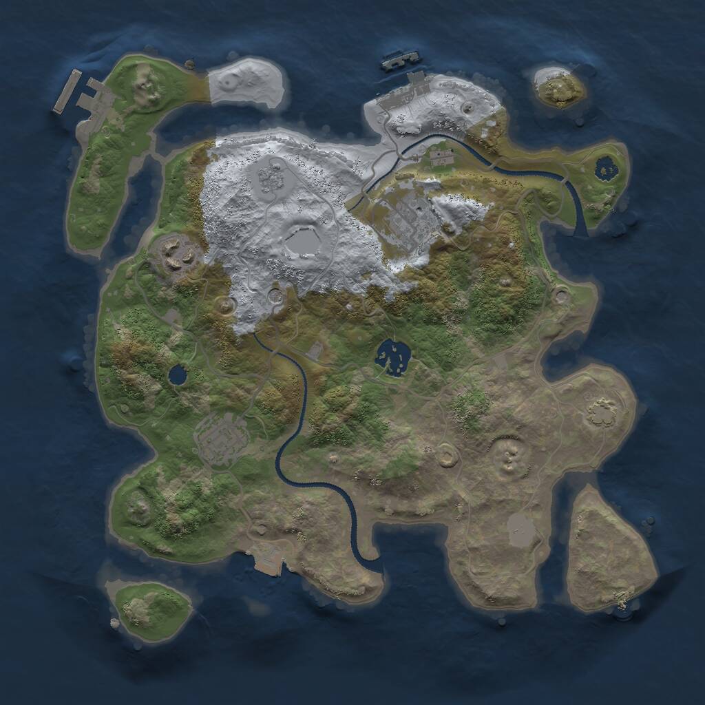 Rust Map: Procedural Map, Size: 3000, Seed: 79147, 10 Monuments