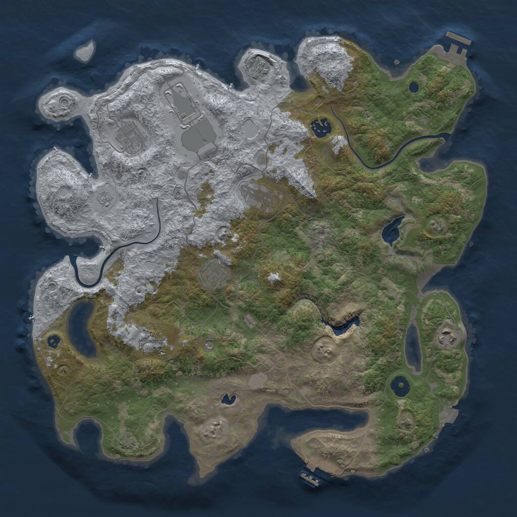 Rust Map: Procedural Map, Size: 4000, Seed: 297870490, 14 Monuments