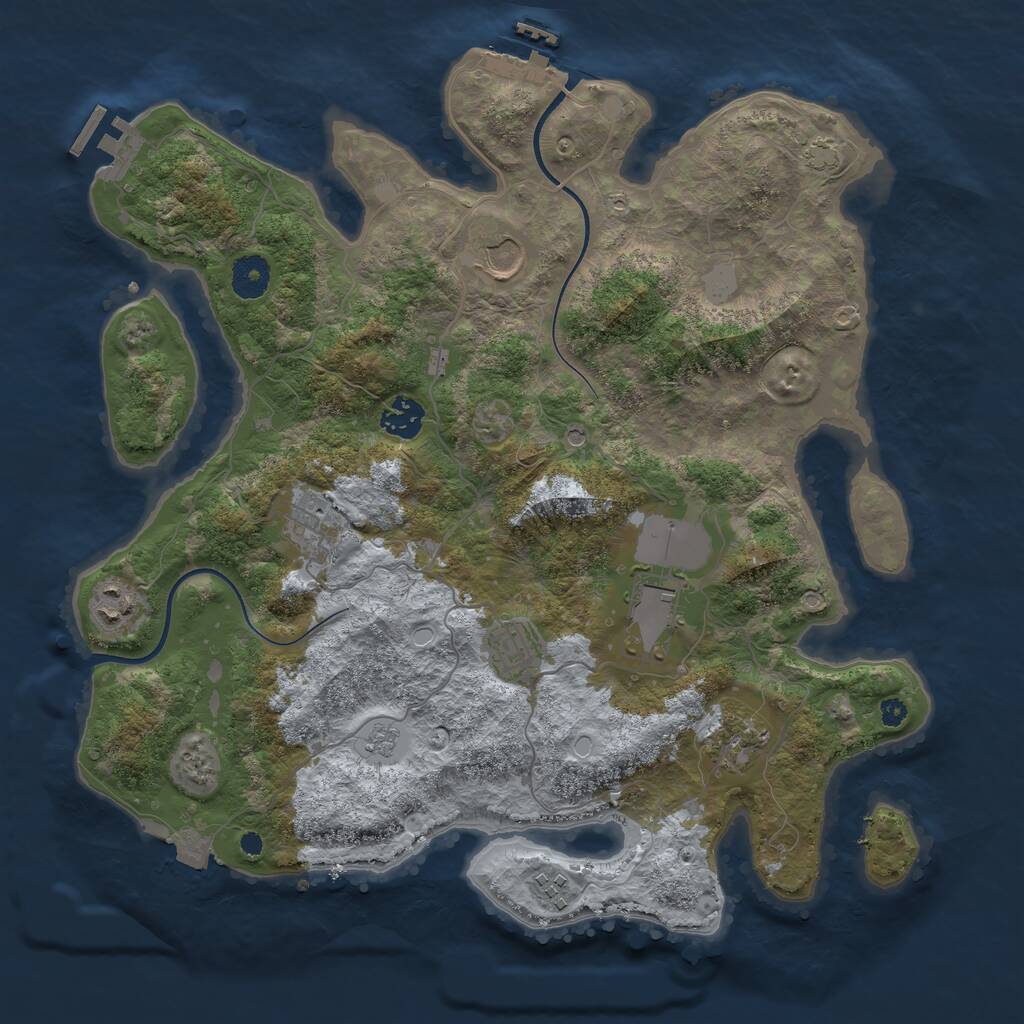 Rust Map: Procedural Map, Size: 3700, Seed: 1234202599, 14 Monuments