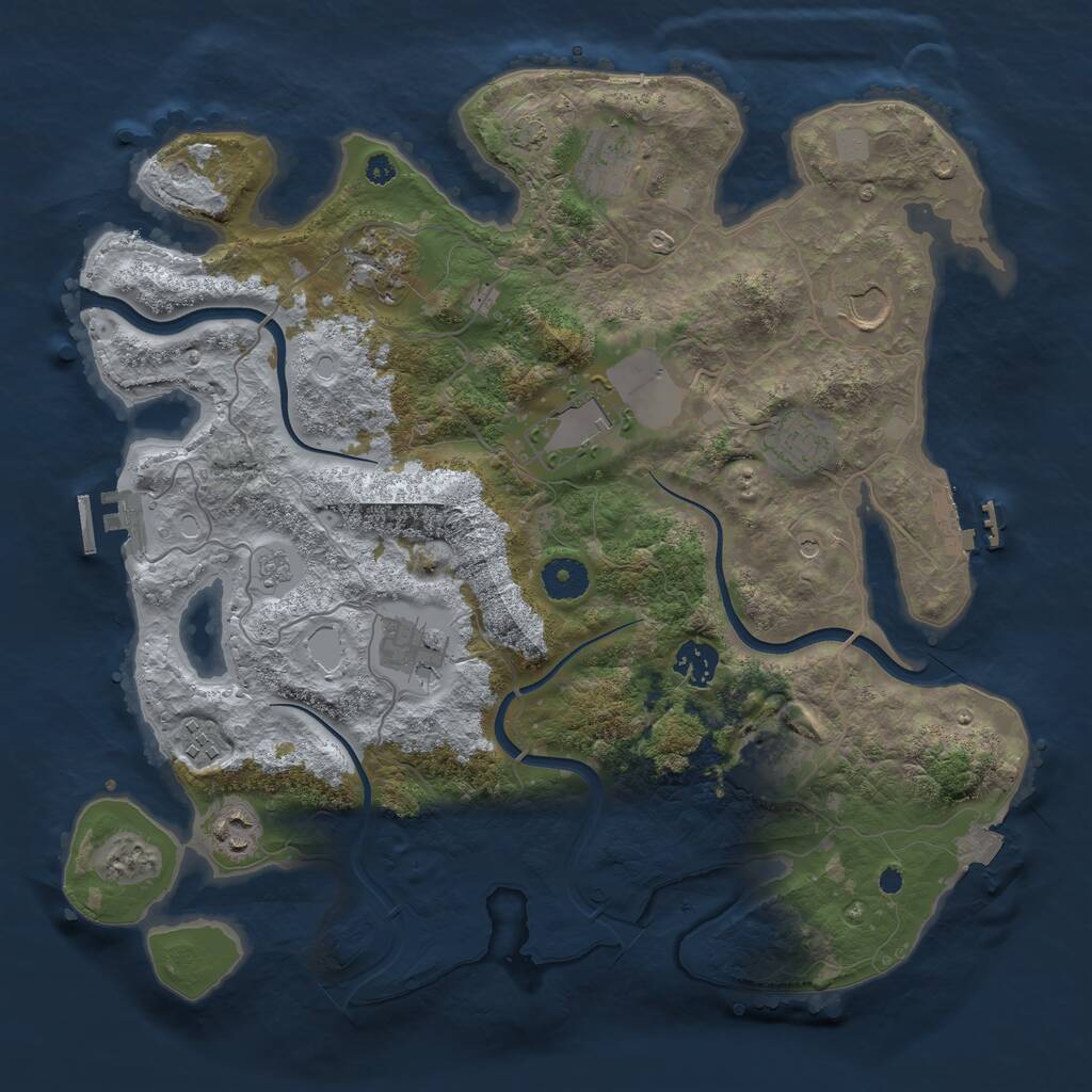 Rust Map: Procedural Map, Size: 3700, Seed: 611865318, 16 Monuments