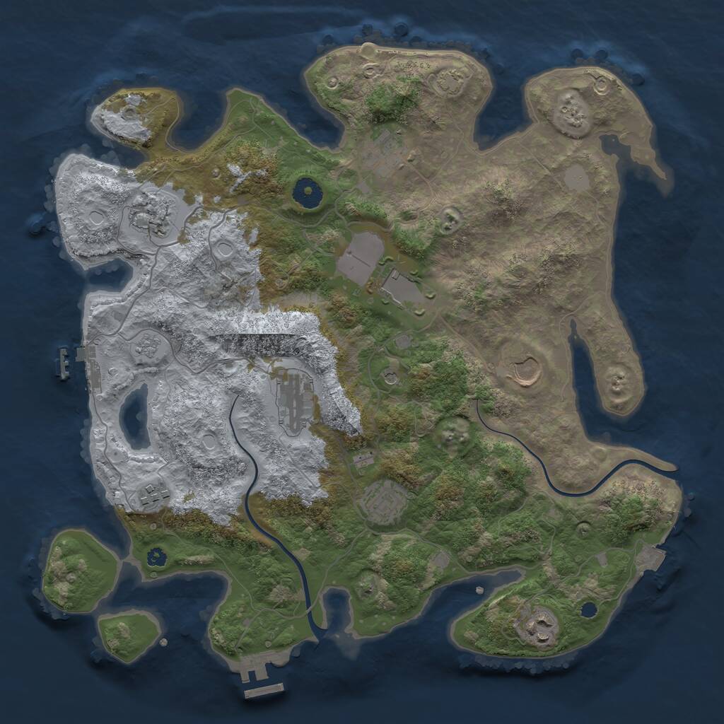 Rust Map: Procedural Map, Size: 3700, Seed: 611865318, 14 Monuments