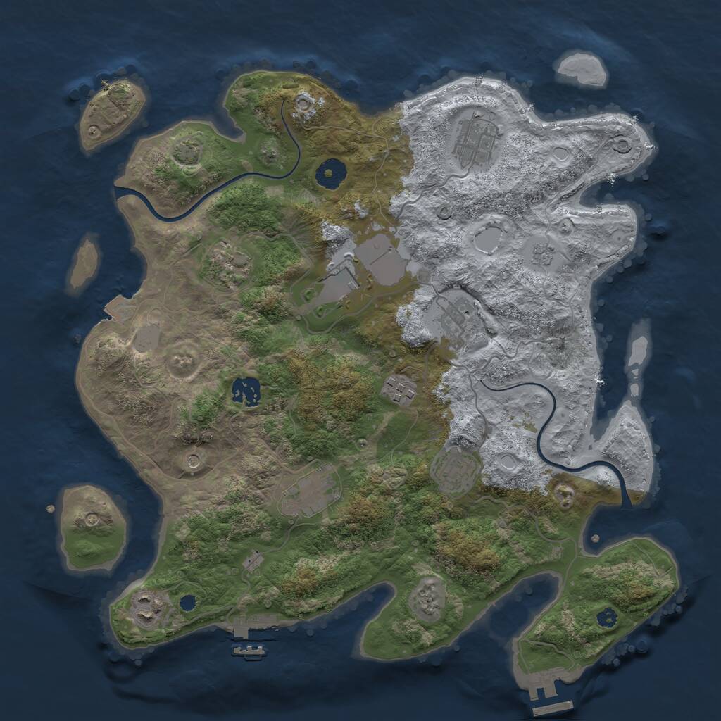Rust Map: Procedural Map, Size: 3600, Seed: 246385054, 15 Monuments
