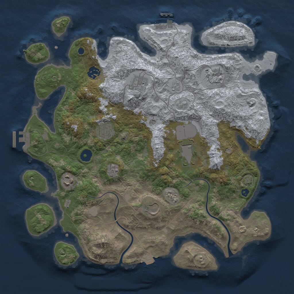 Rust Map: Procedural Map, Size: 3700, Seed: 1483411878, 14 Monuments