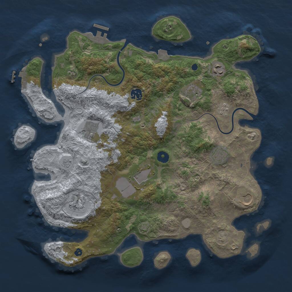 Rust Map: Procedural Map, Size: 3750, Seed: 19805163, 15 Monuments