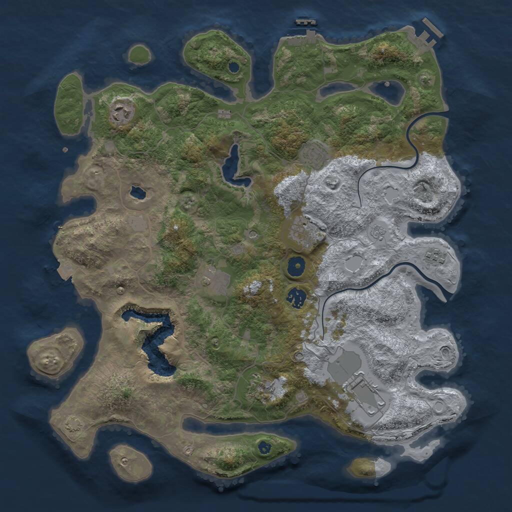 Rust Map: Procedural Map, Size: 4000, Seed: 60634350, 14 Monuments