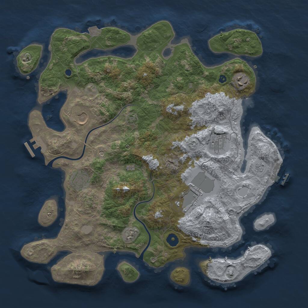 Rust Map: Procedural Map, Size: 3800, Seed: 874145701, 11 Monuments